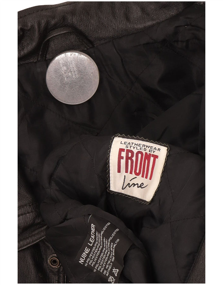 Jaqueta de couro masculina Front Line UK 50 2XL couro preto