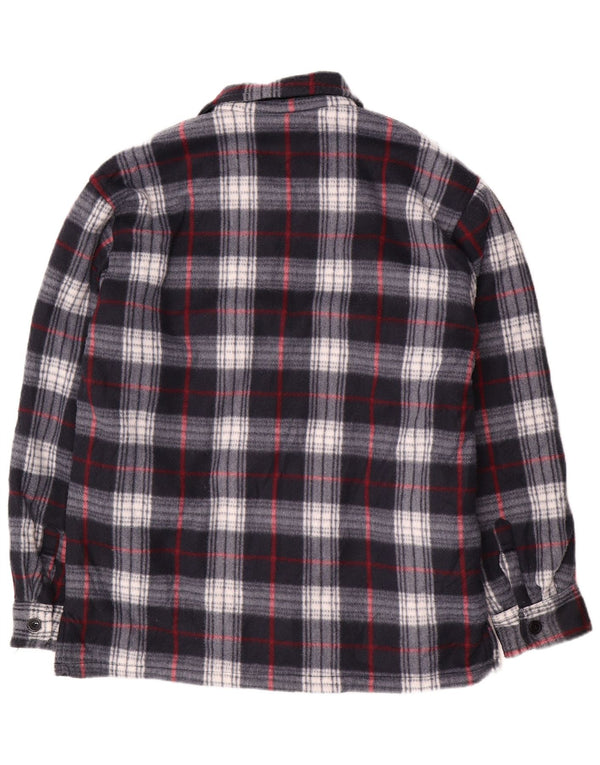 Jaqueta utilitária masculina vintage UK 44 2XL algodão xadrez azul marinho