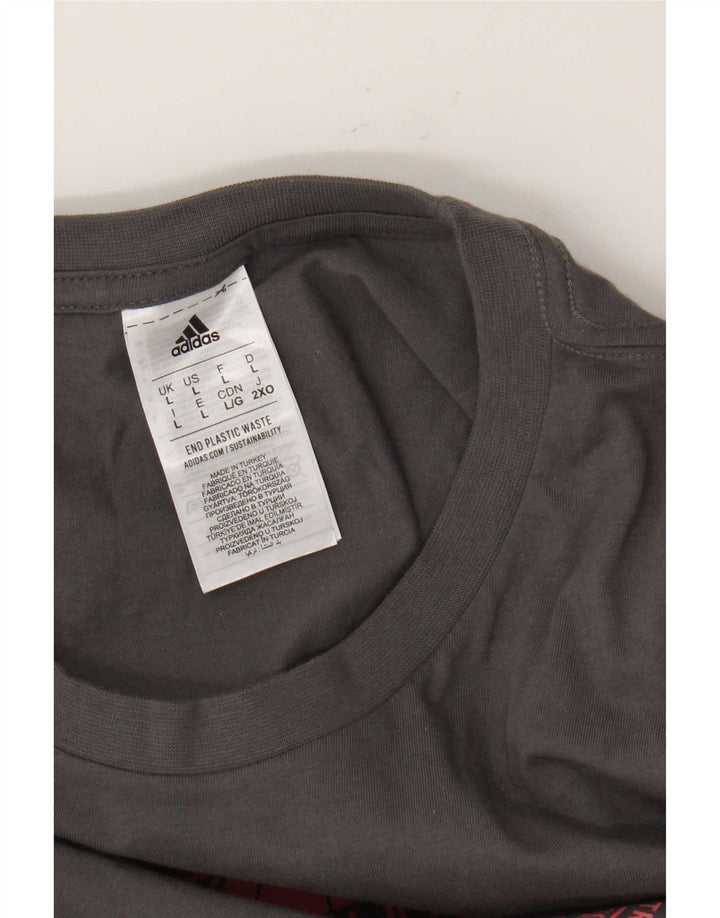 Camiseta Adidas Masculina Graphic Top Grande Algodão Cinza