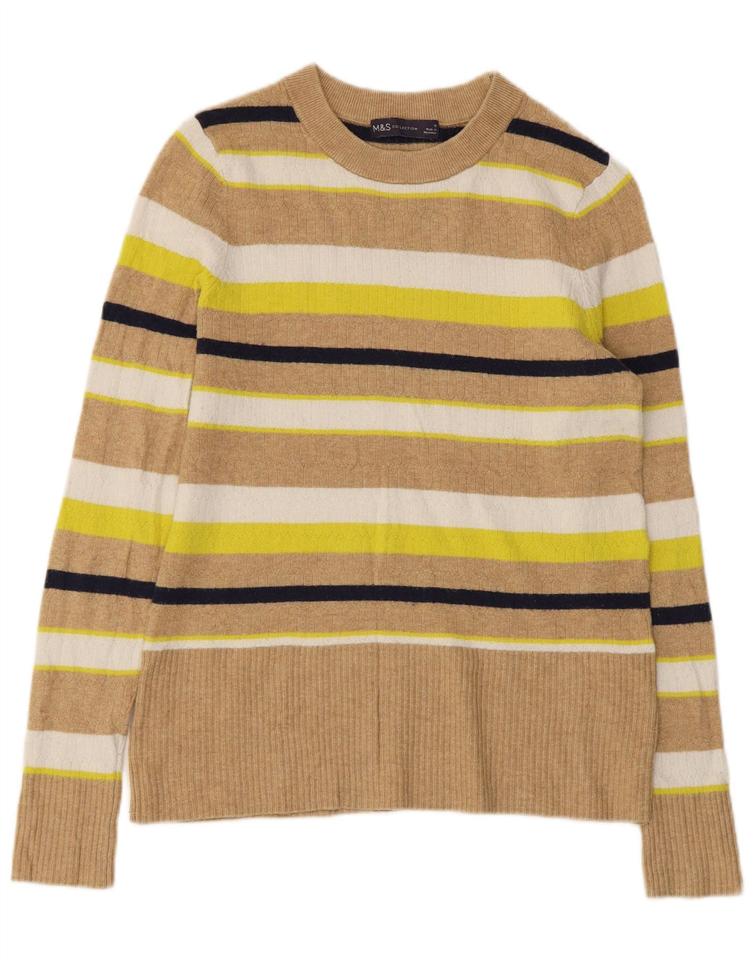 Suéter feminino Marks & Spencer com gola redonda Reino Unido 12 médio multicolorido