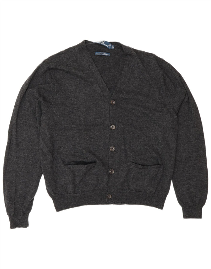Suéter cardigã masculino Polo Ralph Lauren XL lã cinza
