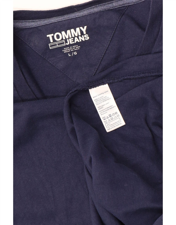 Tommy Hilfiger Camiseta masculina gráfica de manga comprida grande bloco colorido azul marinho