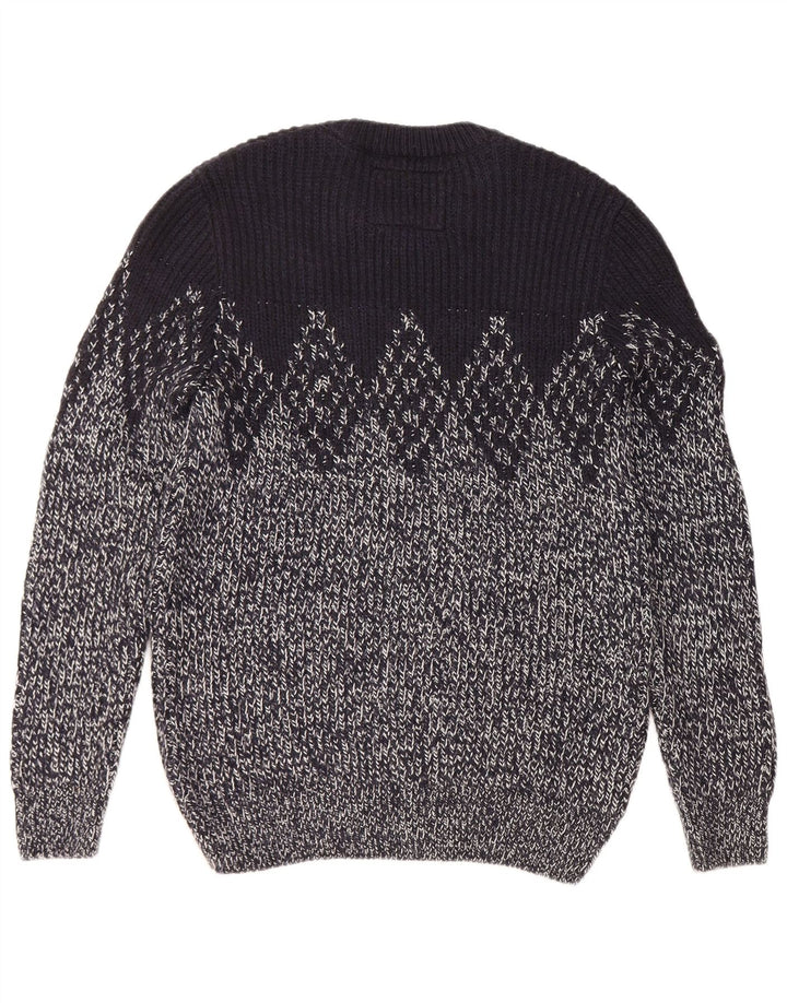 Suéter masculino SUPERDRY com gola redonda grande azul marinho Argyle/Diamante