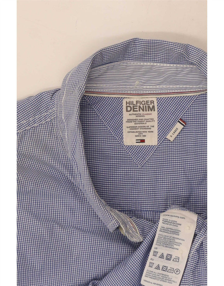Camisa masculina Tommy Hilfiger XL azul algodão guingão