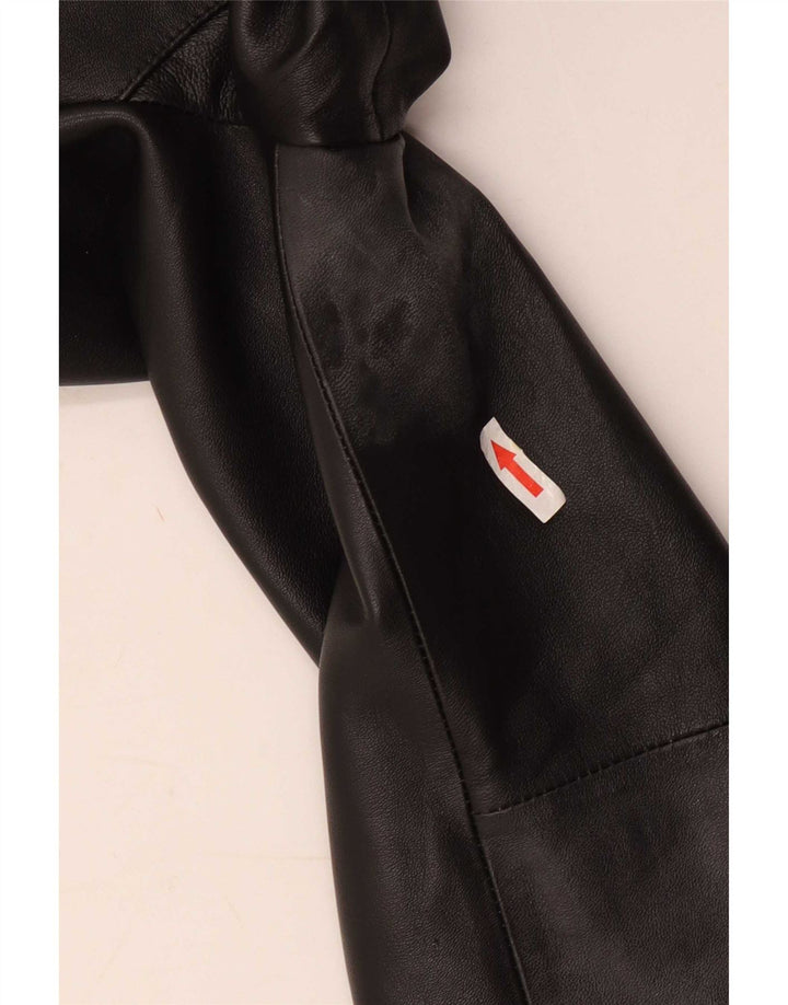Jaqueta blazer feminina de couro com 2 botões Cofi Reino Unido 12 médio preto