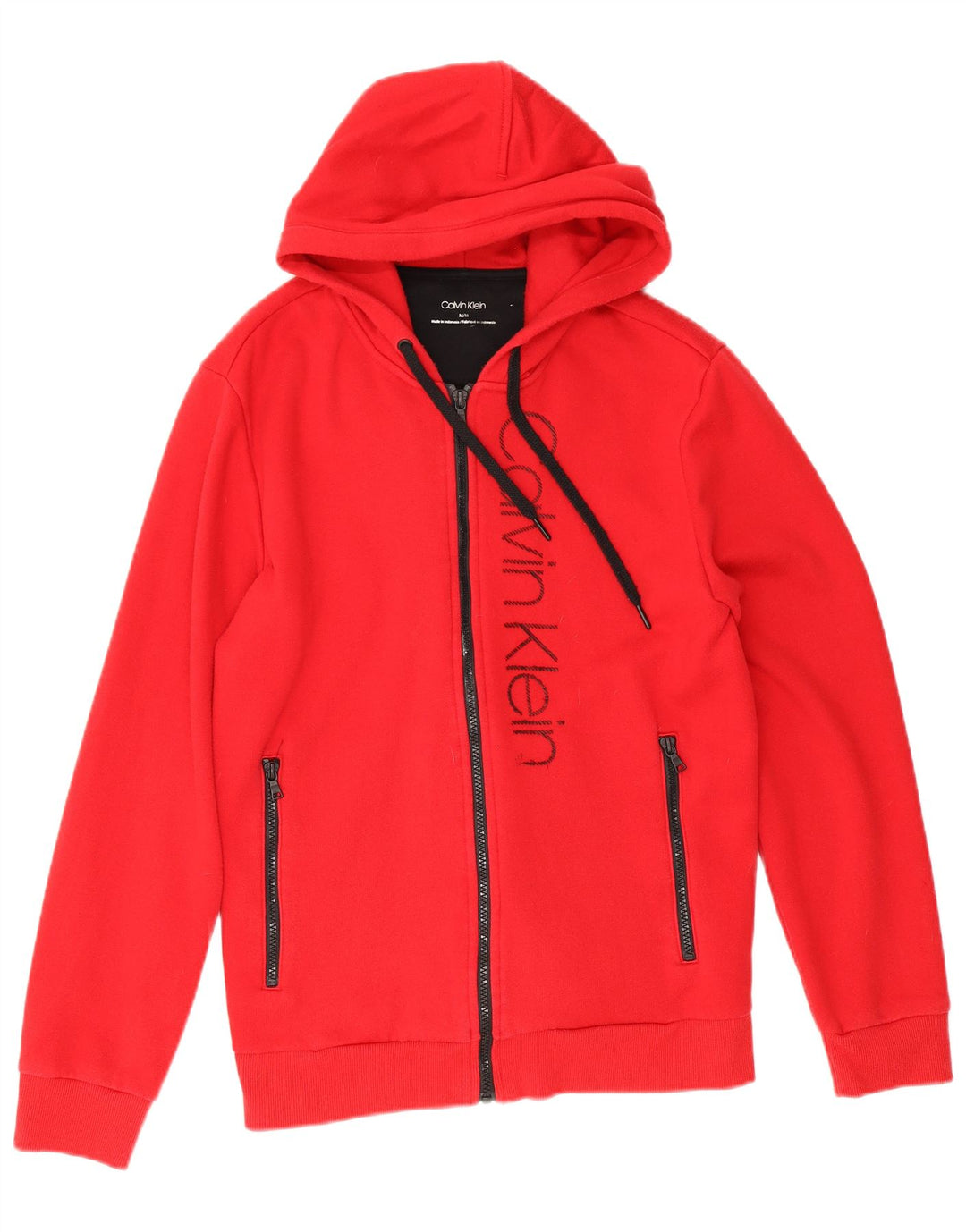 Suéter masculino Calvin Klein com capuz e zíper gráfico médio algodão vermelho
