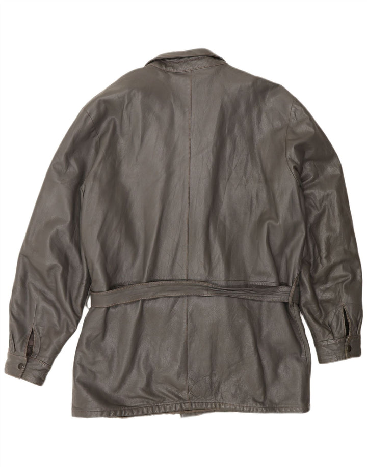 Jaqueta de couro masculina vintage IT 50 grande cinza