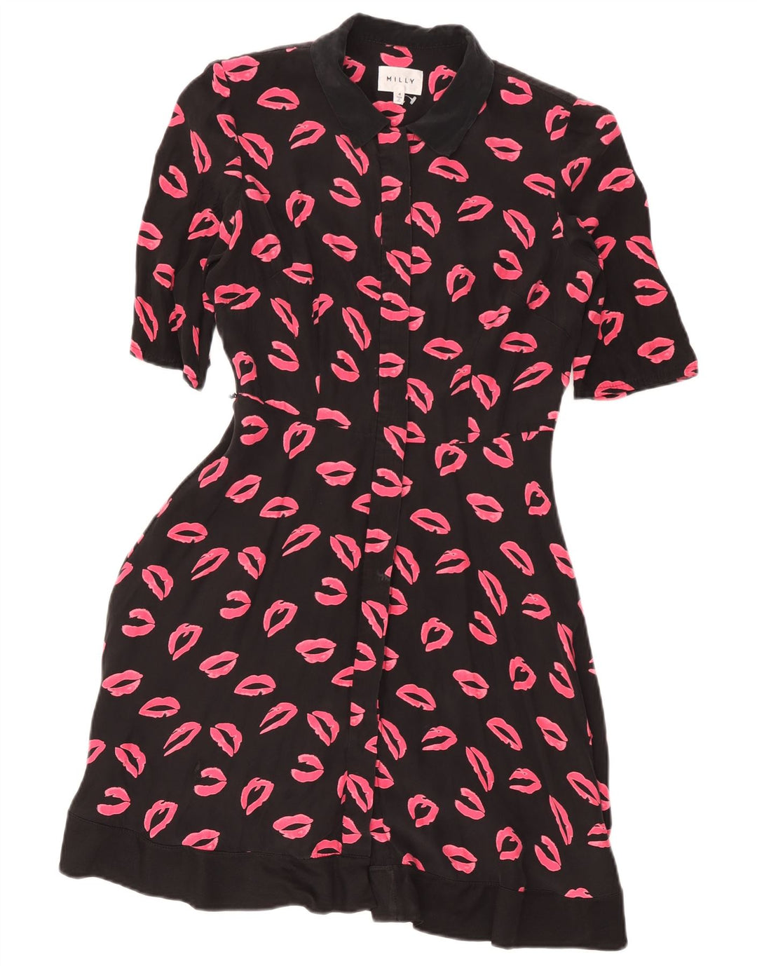 Milly vestido feminino com estampa abstrata de manga curta US 4 pequeno preto