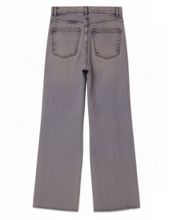Zara Jeans feminino cintura alta com perna larga EU 36 XS W26 L30 azul algodão