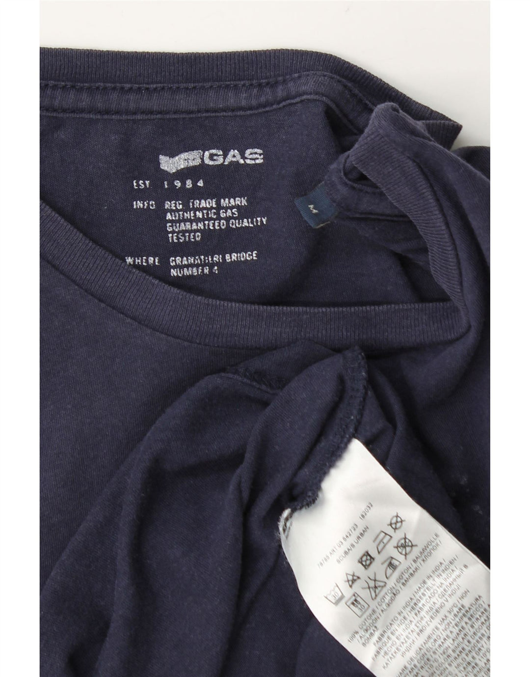 Camiseta gráfica masculina Gas Top médio algodão azul marinho