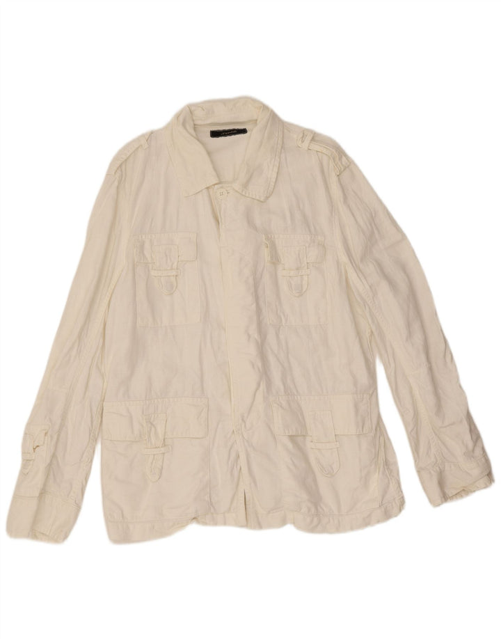 Ferre Camisa militar masculina média branca
