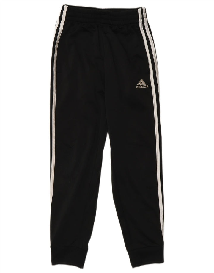 Adidas meninos calças de treino joggers 7-8 anos pequeno poliéster preto