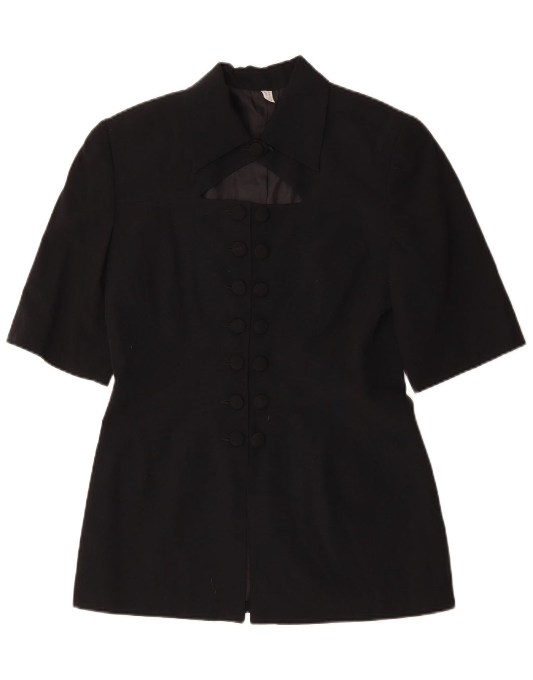 Jaqueta blazer feminina vintage de manga curta Reino Unido 10 listras pretas pequenas