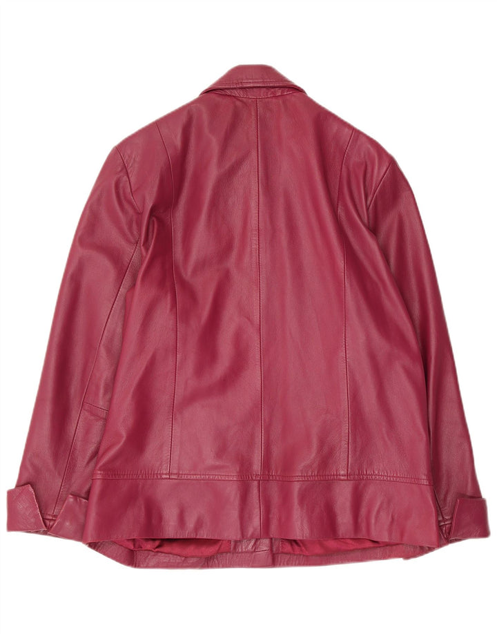 Jaqueta de couro feminina vintage IT 42 couro médio Borgonha