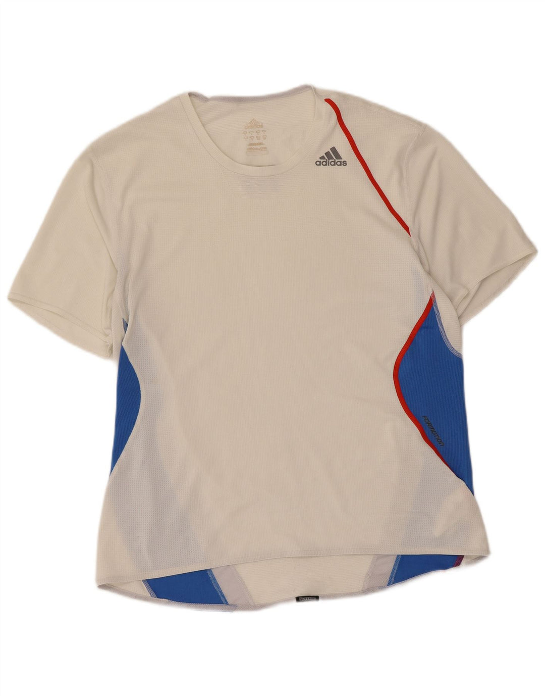 Adidas Mens Camiseta Top Grande Branco Colorblock Poliéster