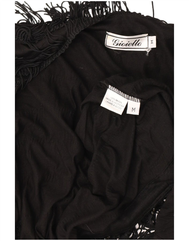 Colete feminino vintage UK 14 médio preto rayon