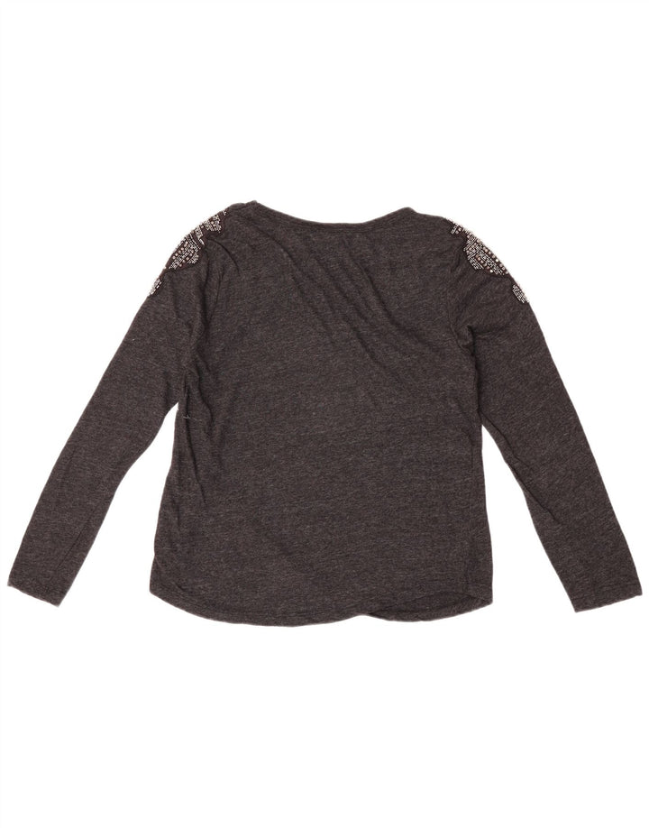 Blusa feminina Zara Top UK 10 pequeno algodão cinza