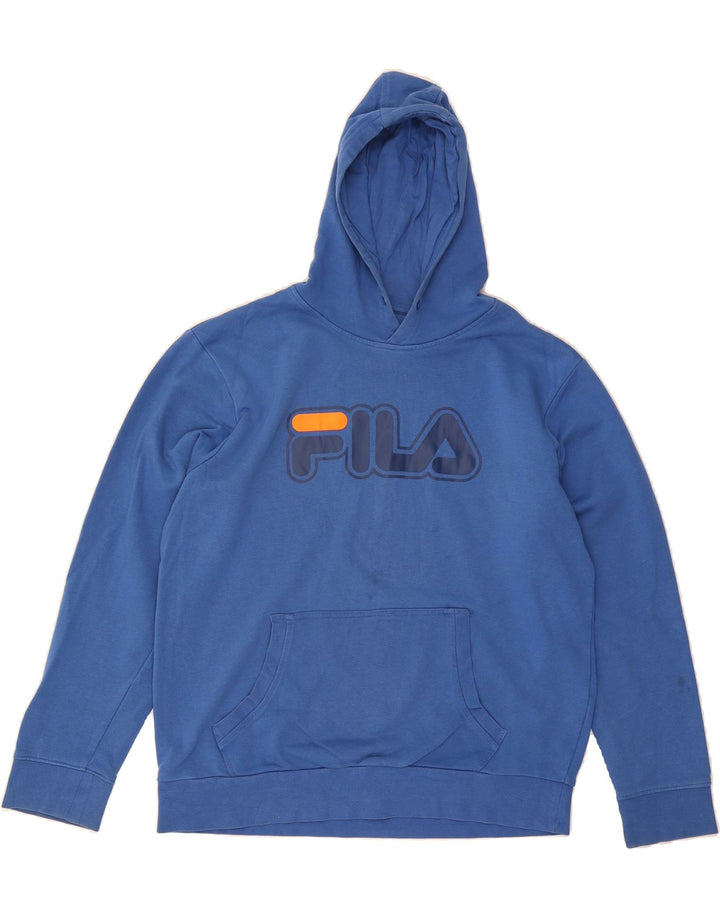 FILA Mens Graphic Hoodie Jumper XL Blue Cotton Vintage Fila and Second-Hand Fila from Messina Hembry 