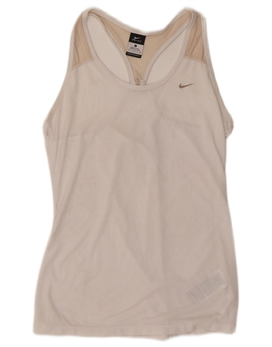 Nike Womens Dri Fit Vest Top UK 14 Grande Off White Poliéster