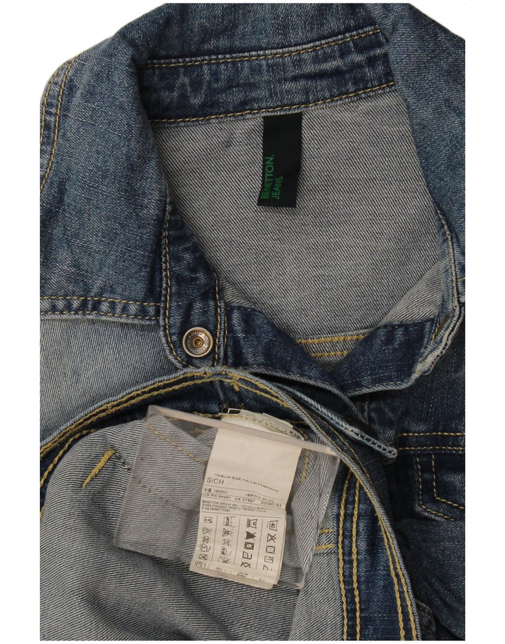 Jaqueta jeans feminina Benetton UK 10 algodão azul pequeno