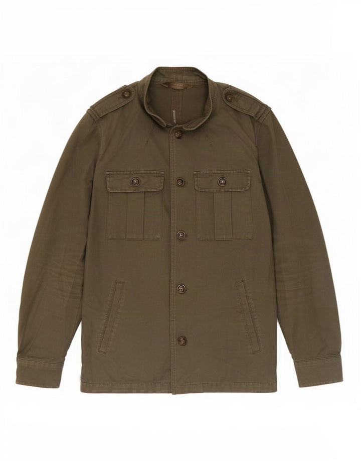Jaqueta militar masculina Zara UK 38 algodão cáqui médio