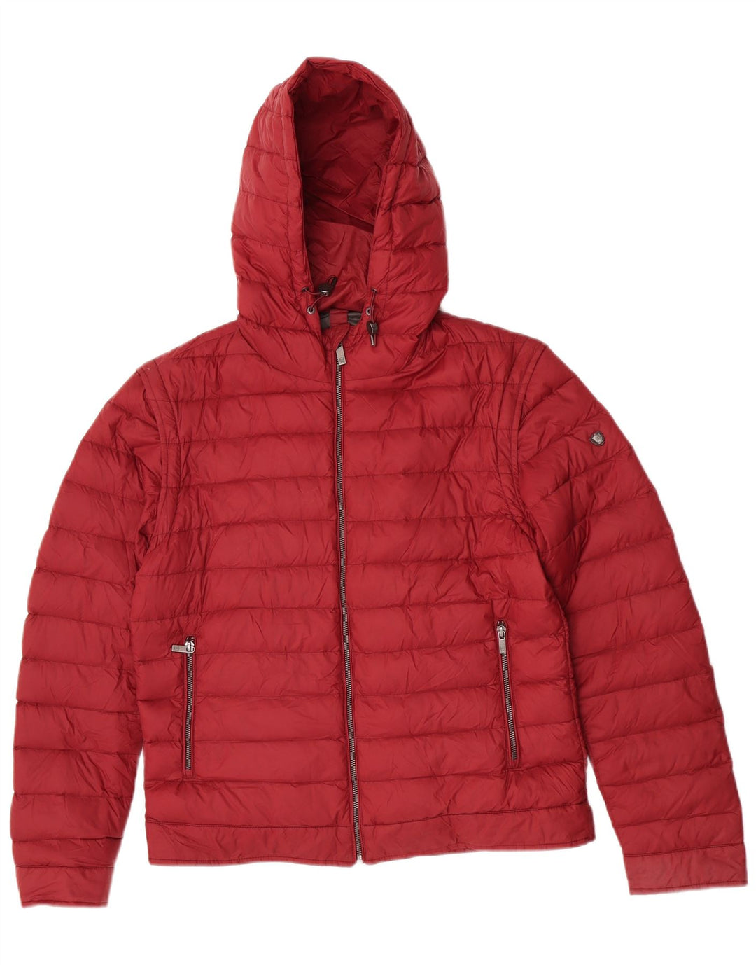 Jaqueta feminina acolchoada com capuz Massimo Dutti Reino Unido 14 grande Borgonha