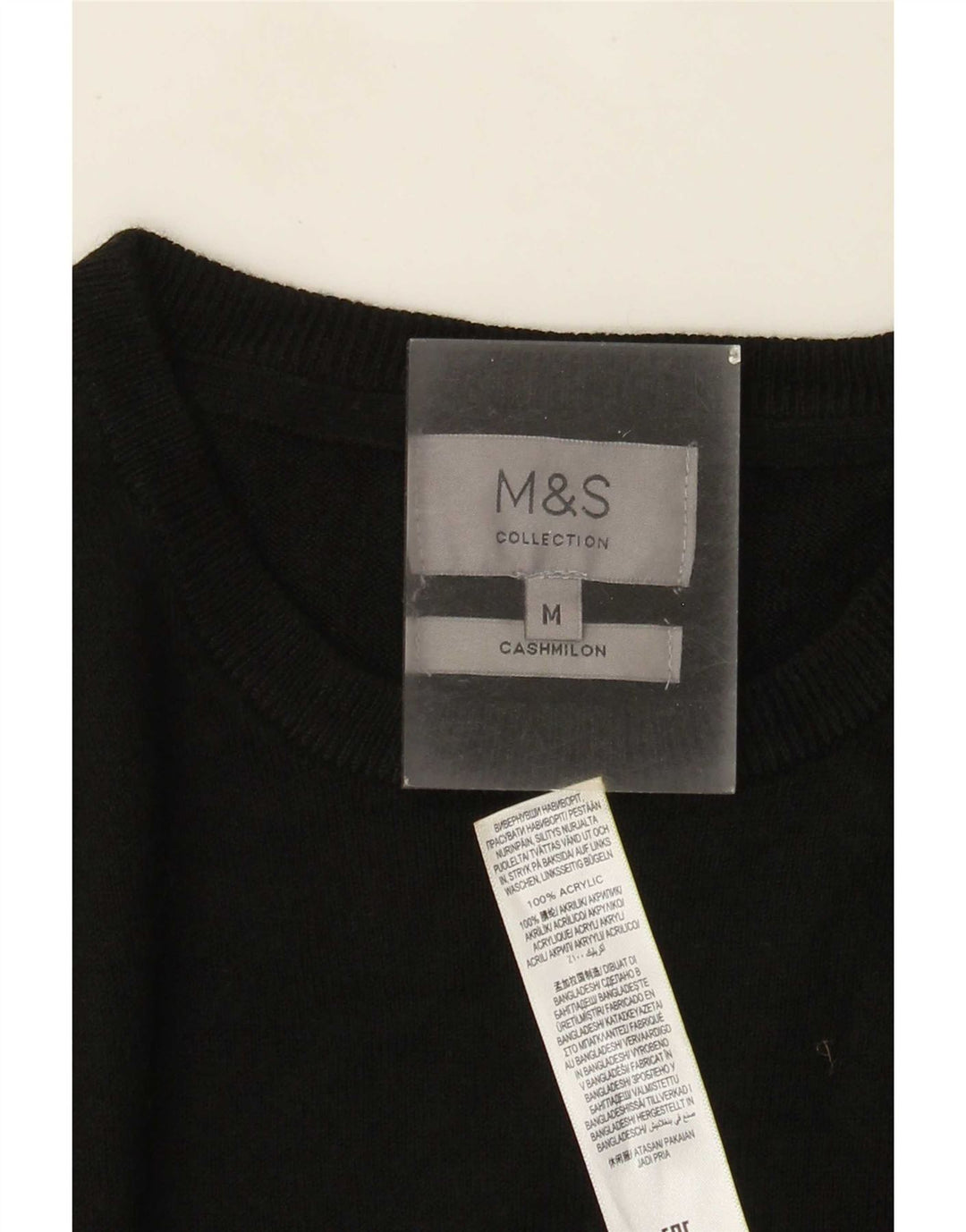 Suéter masculino Marks & Spencer com gola redonda, acrílico preto médio