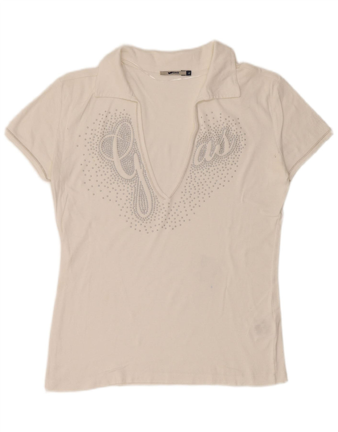 Camisa polo feminina GAS UK 18 XL algodão branco