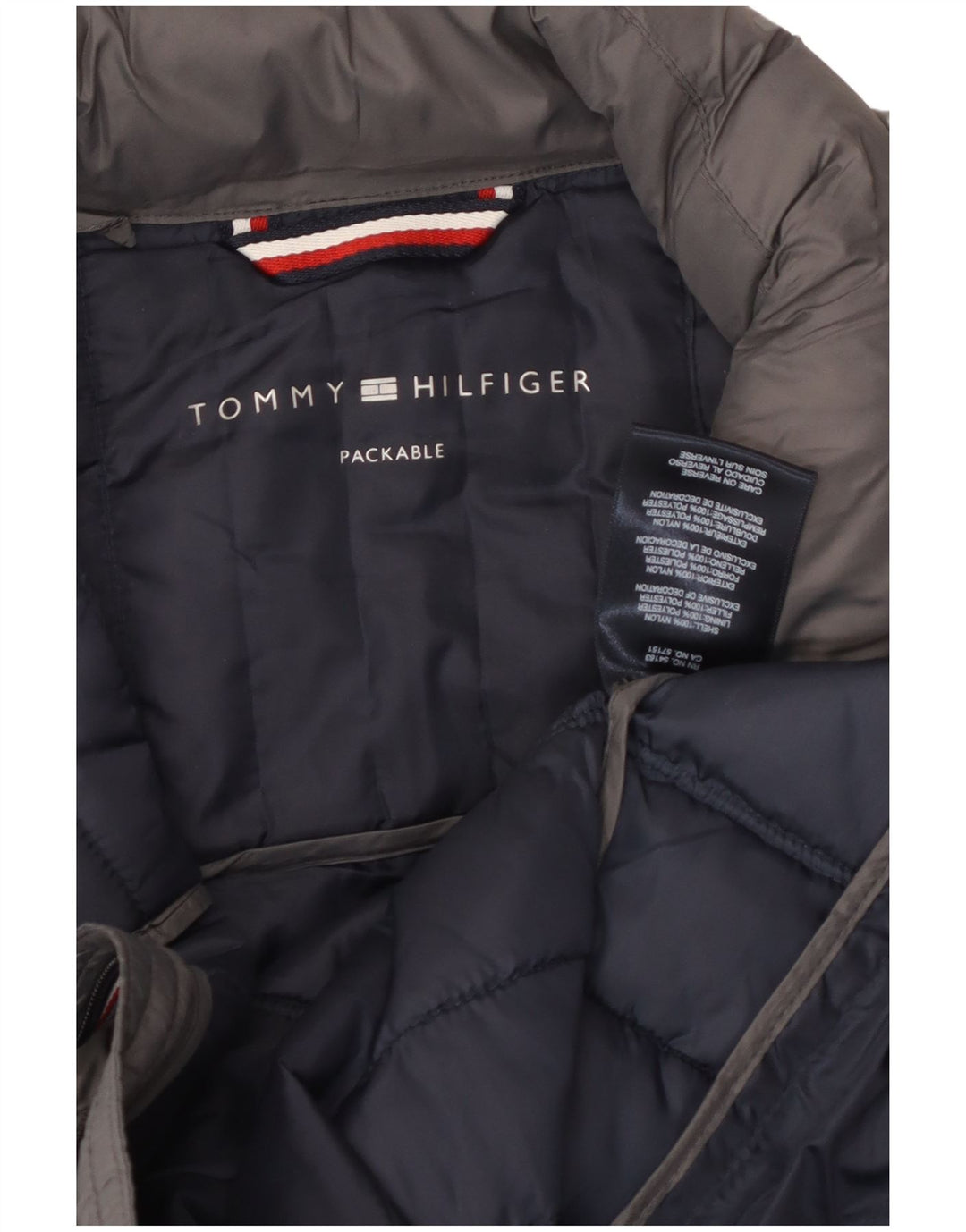 Jaqueta acolchoada masculina TOMMY HILFIGER UK 36 pequena cinza nylon
