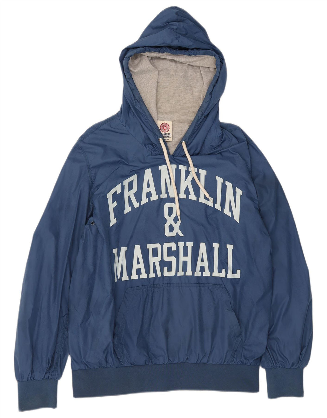 FRANKLIN MARSHALL Suéter com capuz gráfico masculino médio azul nylon