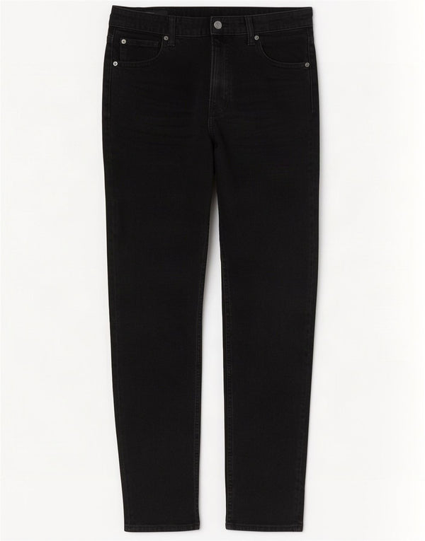 Zara Jeans feminino cintura alta slim EU 40 médio W30 L30 algodão preto