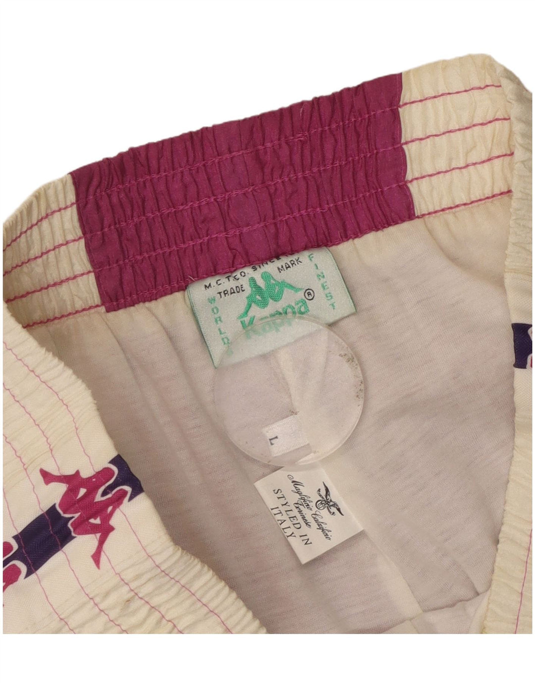 KAPPA Calça de treino masculina gráfica Joggers grande bloco colorido rosa