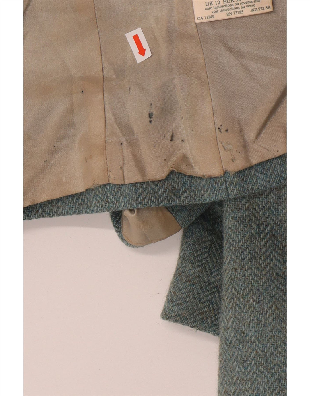 LAURA ASHLEY Jaqueta blazer feminina cropped com 3 botões Reino Unido 12 lã azul médio