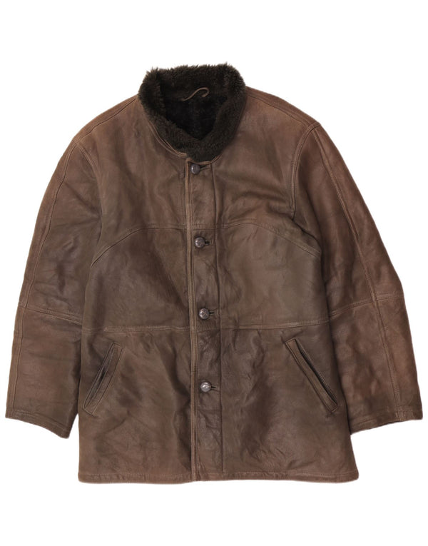 Jaqueta masculina vintage Shearling UK 40 grande marrom