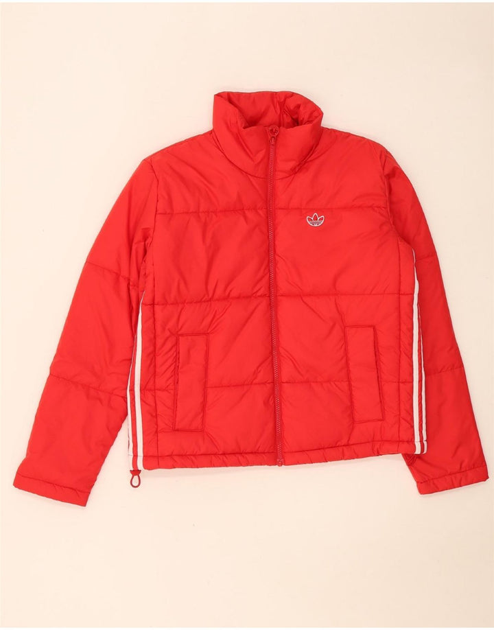 Jaqueta acolchoada oversized feminina Adidas UK 10 poliéster vermelho pequeno