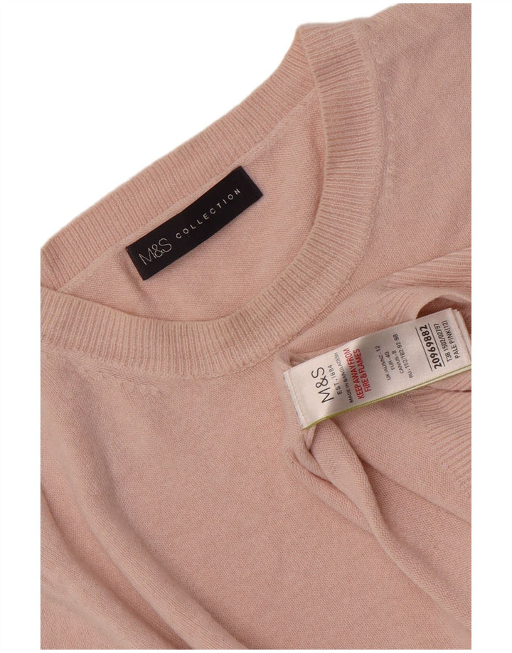 Suéter feminino Marks & Spencer com gola redonda Reino Unido 12 acrílico rosa médio