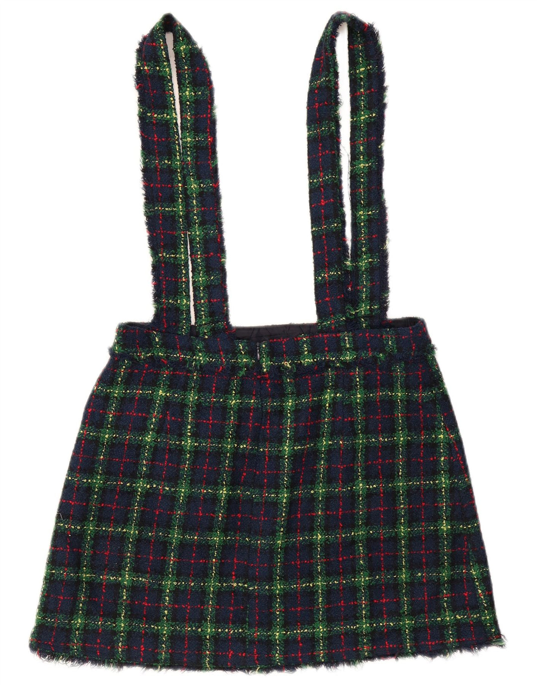 Zara Macacão feminino saia grande W34 xadrez azul marinho