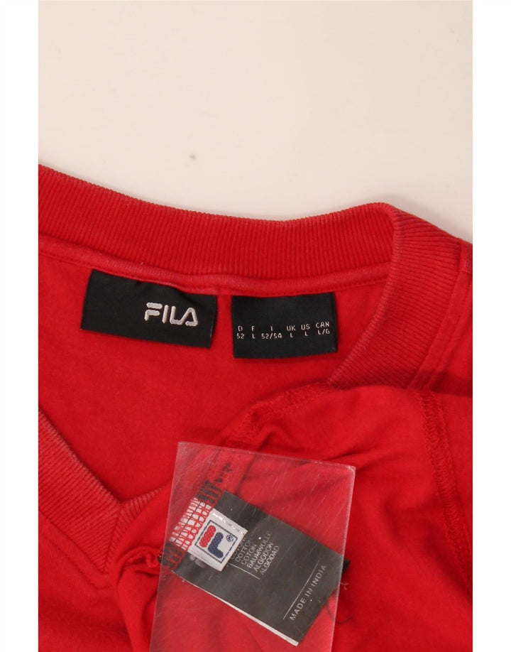 Camiseta masculina gráfica FILA Top grande de algodão vermelho
