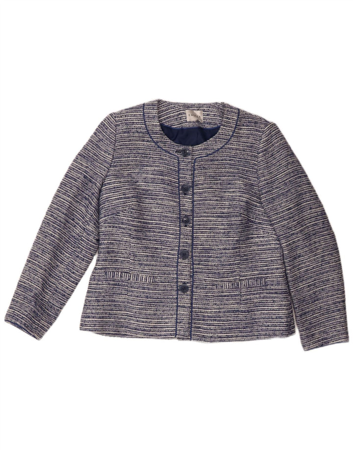 Jaqueta Blazer Feminina Eastex com 5 Botões Reino Unido 12 Médio Azul Marinho Listrado