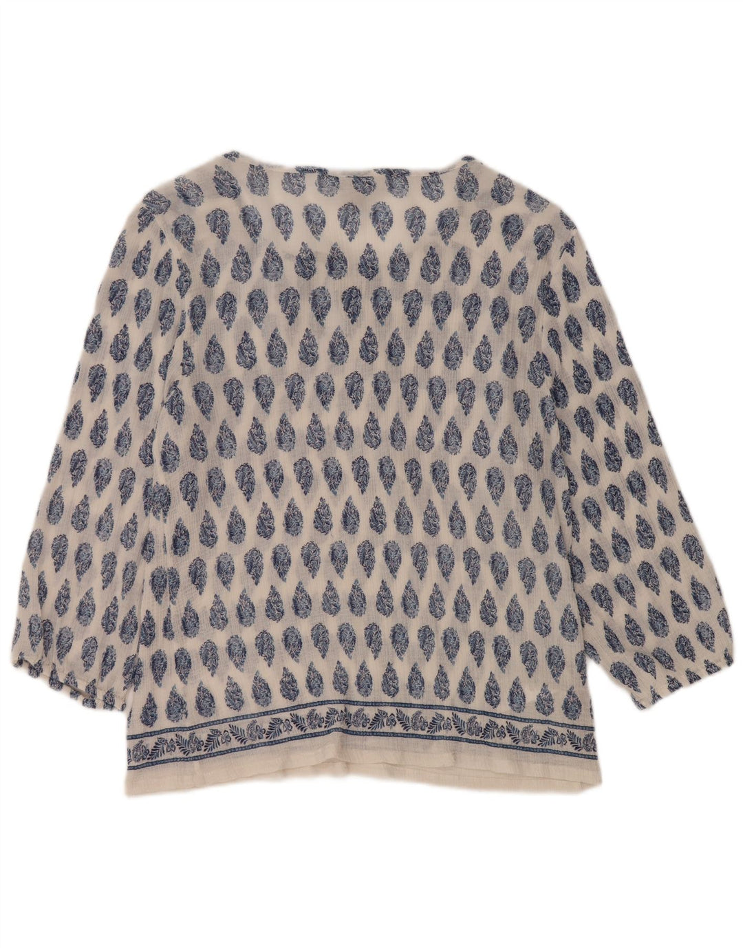 Blusa feminina TOMMY BAHAMA manga 3/4 Reino Unido 16 grande algodão paisley branco