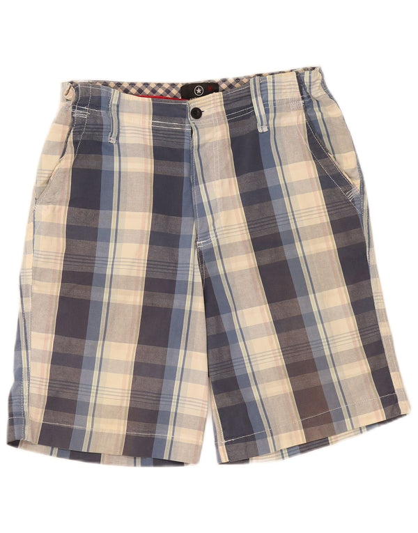 Converse Mens Chino Shorts Médio W32 Azul Marinho Xadrez Algodão