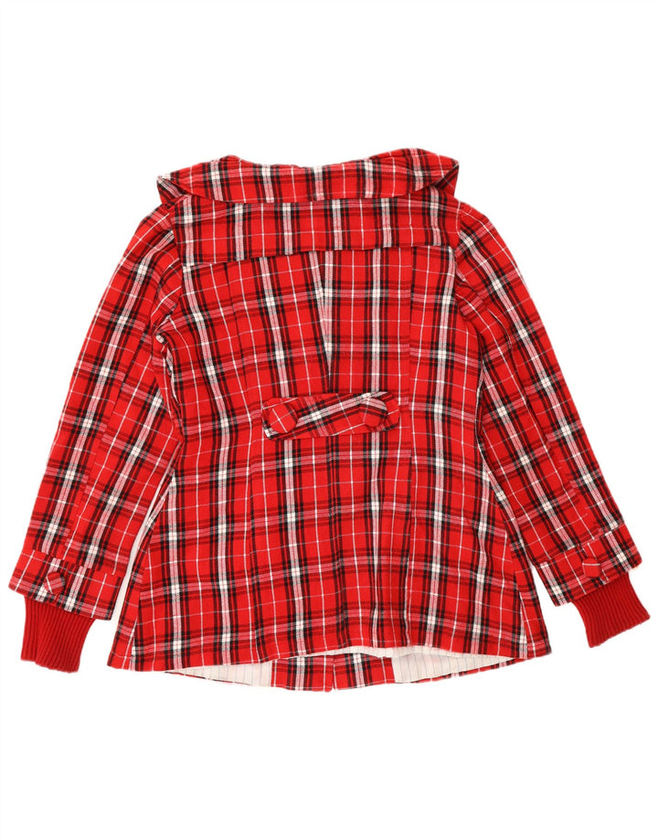 Sobretudo curto feminino vintage EU 40 xadrez vermelho médio