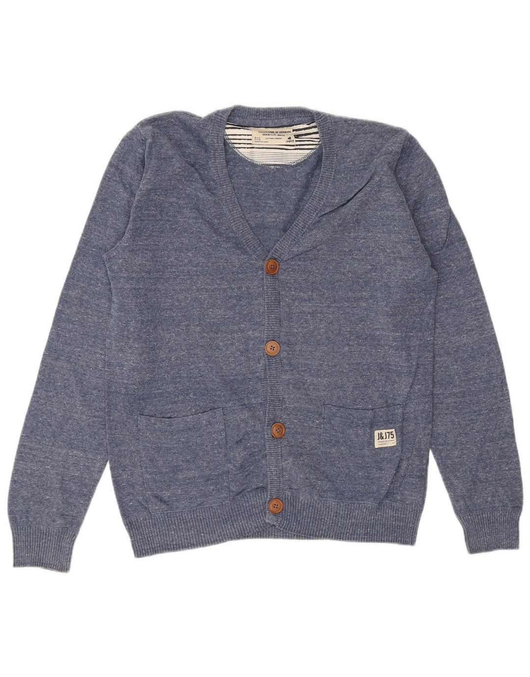 Suéter cardigã masculino JACK & JONES algodão azul médio