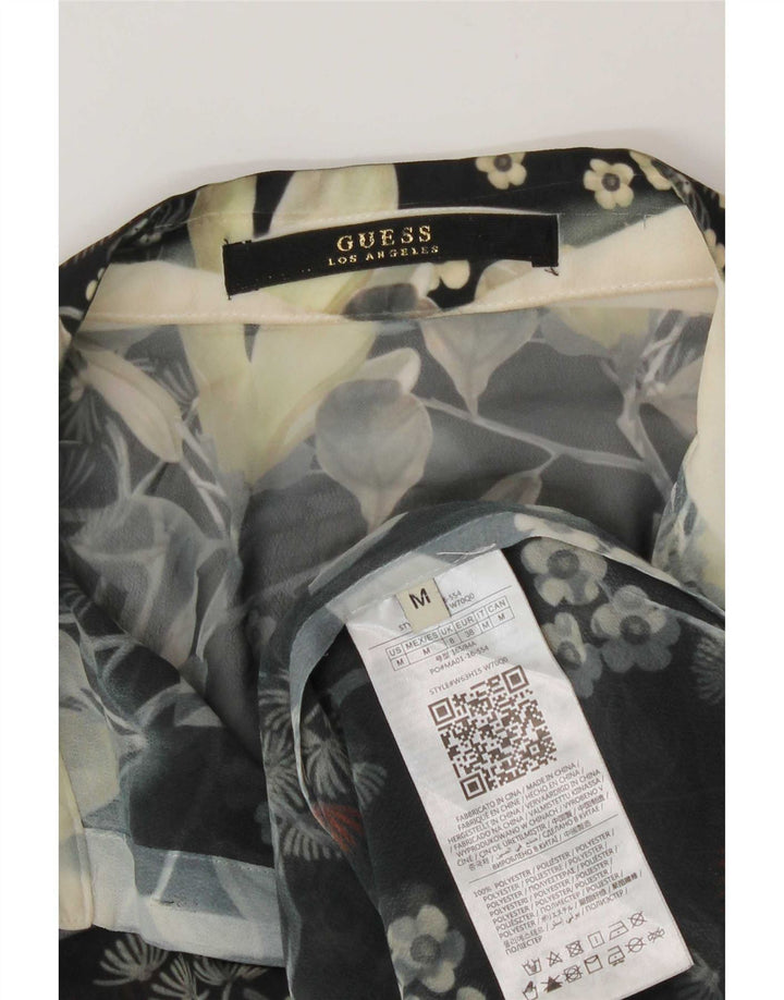 Blusa feminina transparente Guess Reino Unido 14 poliéster floral preto médio