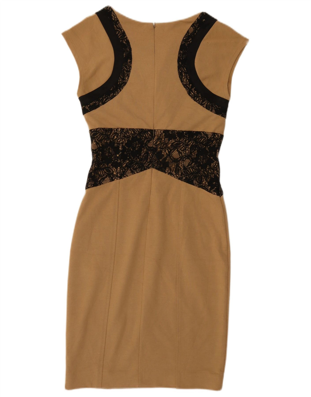 Vestido bainha feminino Oasis UK 8 pequeno marrom colorblock poliéster