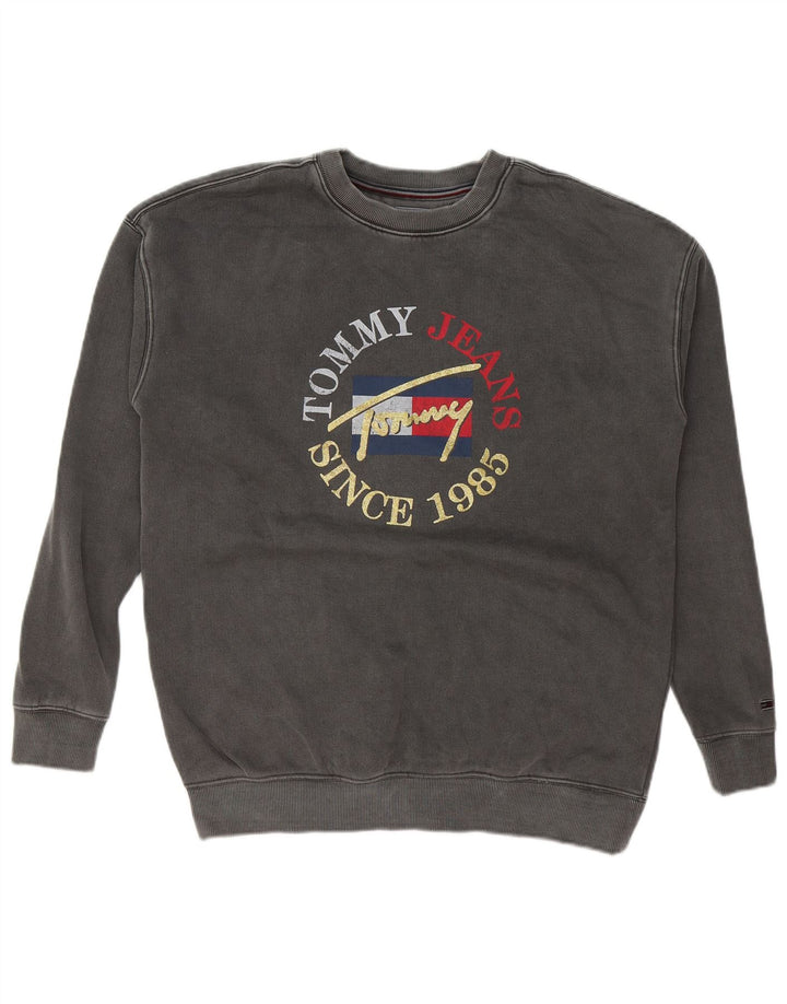 TOMMY HILFIGER Suéter gráfico masculino pequeno algodão cinza