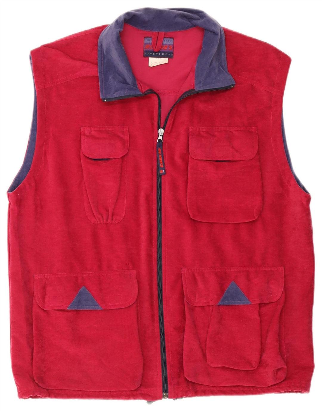 Jaqueta masculina de veludo sem mangas MC Kee's grande bloco colorido rosa