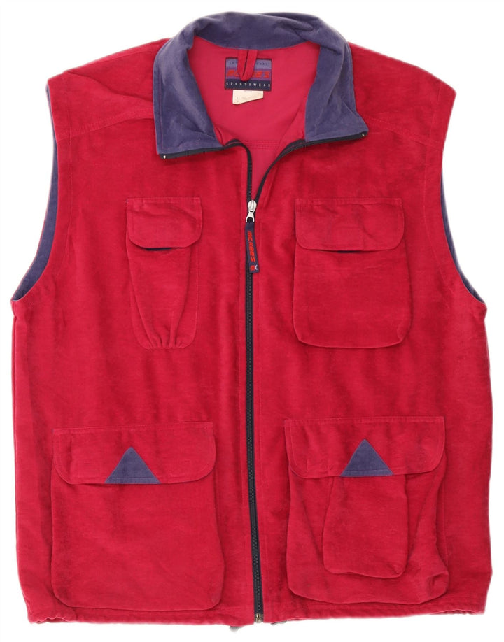Jaqueta masculina de veludo sem mangas MC Kee's grande bloco colorido rosa