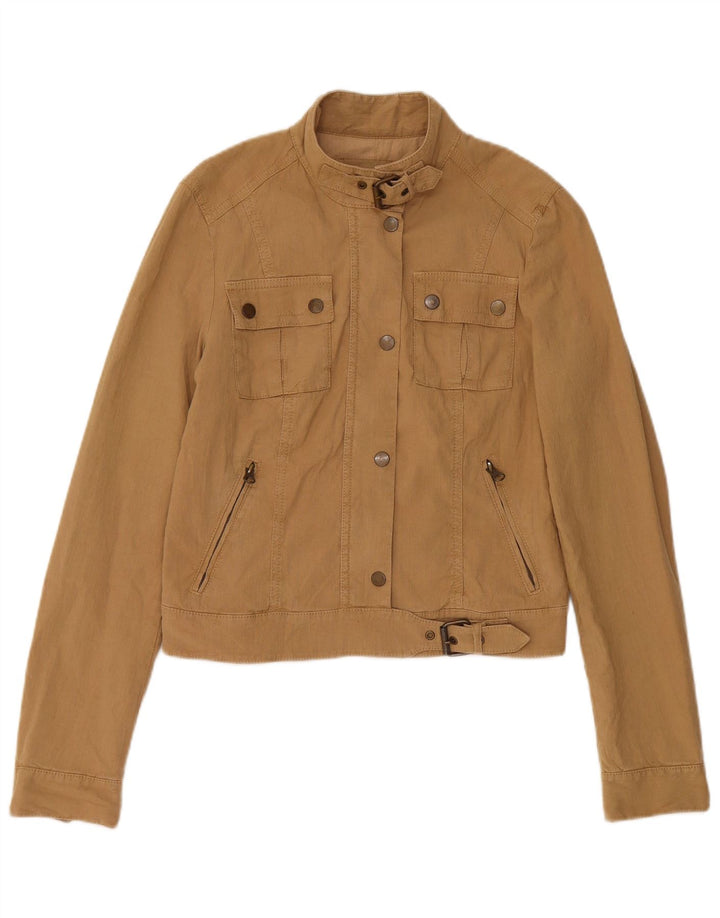 Jaqueta utilitária feminina Massimo Dutti UK 10 pequena marrom linho