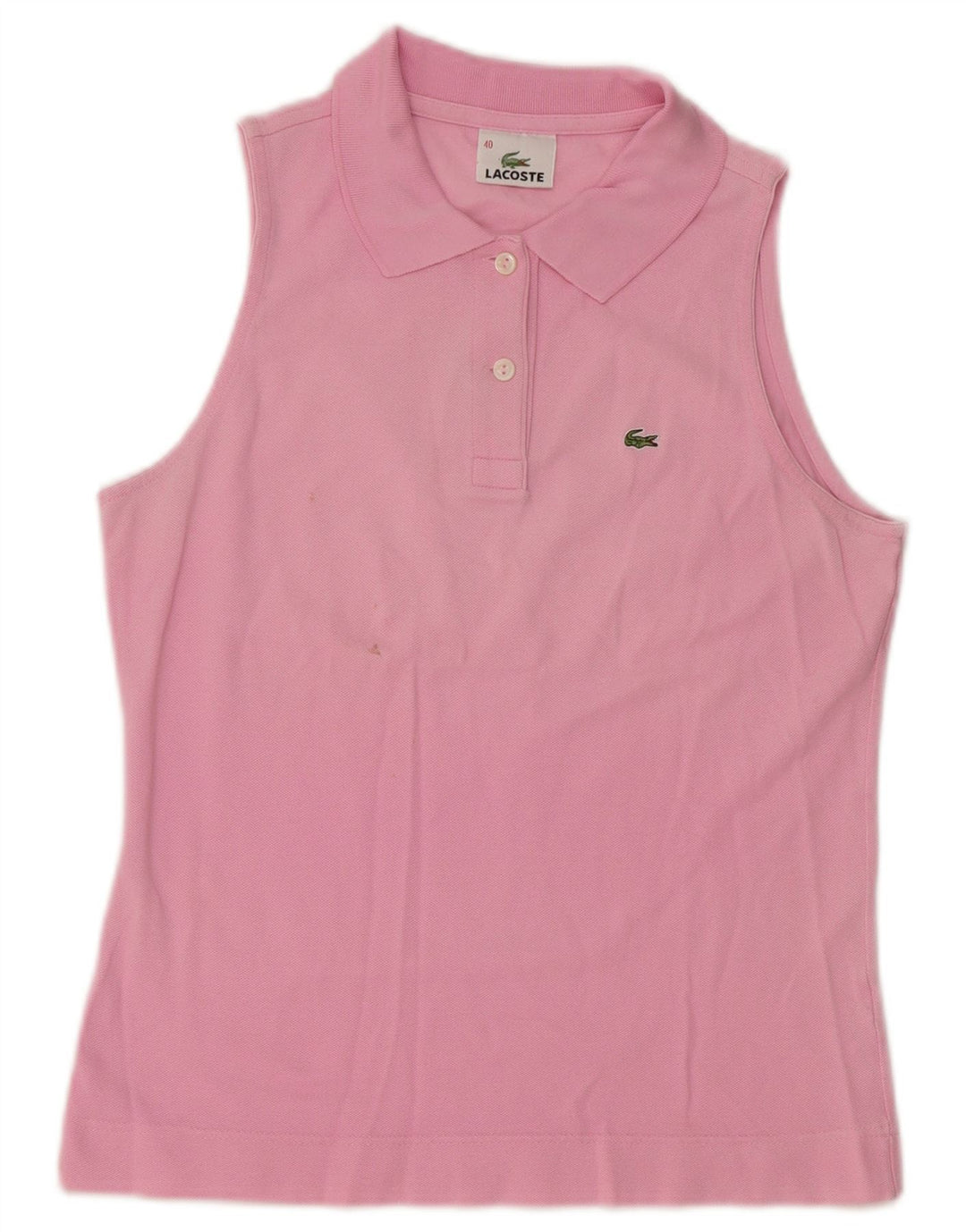 Camisa polo feminina sem mangas Lacoste tamanho 40 algodão rosa médio